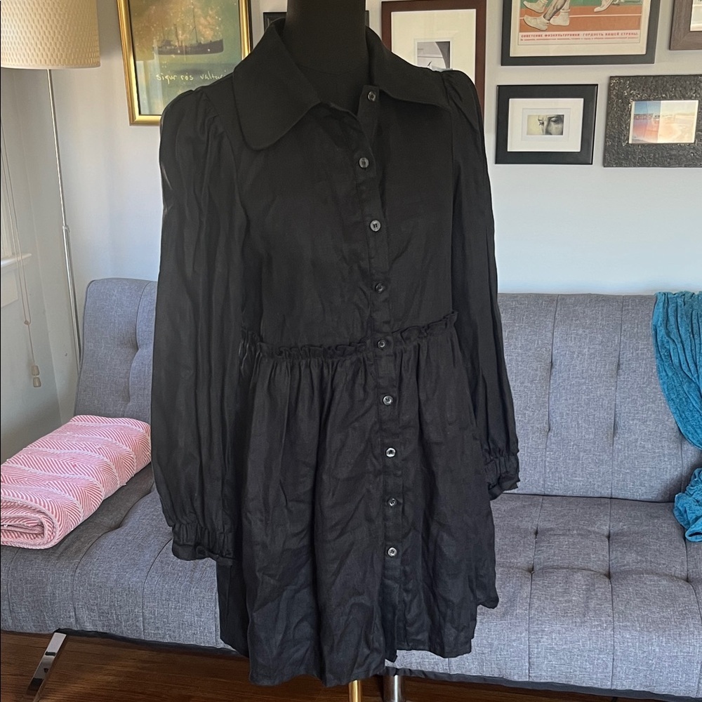 AERE button down long sleeved 100% linen dress. Size 8